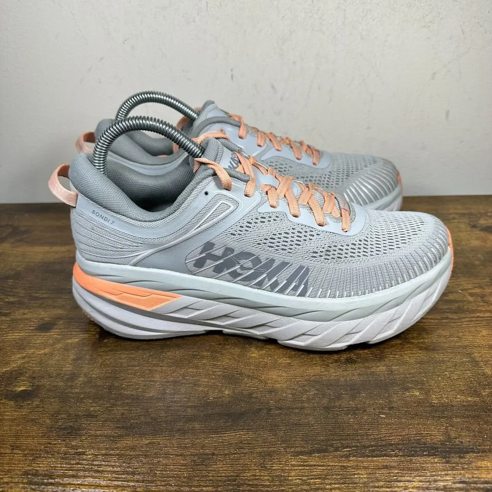 Hoka One One Bondi 7 Running Shoes Gray Women's Size 8